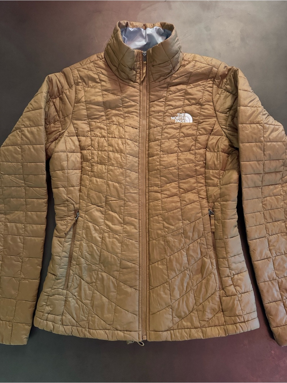 The North Face Women's Quilted Jacket in Mustard/Tan